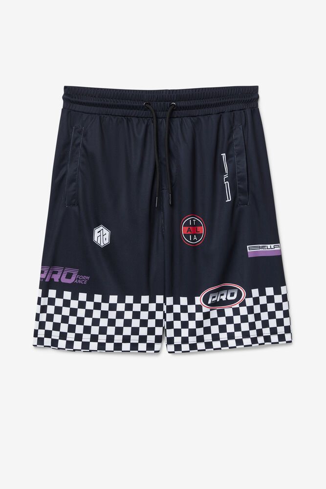 Fila Shorts Exzone Checkered Mens Black - India HWO-290356